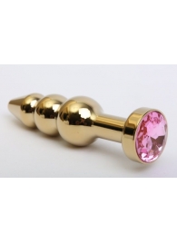 Золотистая анальная ёлочка с розовым кристаллом - 11,2 см. - 4sexdreaM - купить с доставкой в Абакане
