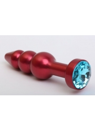 Красная анальная ёлочка с голубым кристаллом - 11,2 см. - 4sexdreaM - купить с доставкой в Абакане