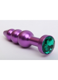 Фиолетовая фигурная анальная ёлочка с зелёным кристаллом - 11,2 см. - 4sexdreaM - купить с доставкой в Абакане