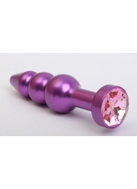 Фиолетовая фигурная анальная ёлочка с розовым кристаллом - 11,2 см. - 4sexdreaM - купить с доставкой в Абакане