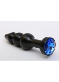 Чёрная анальная ёлочка с синим кристаллом - 11,2 см. - 4sexdreaM - купить с доставкой #SOTBIT_REGIONS_UF_V_REGION_NAME#