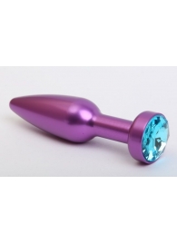 Фиолетовая анальная пробка с голубым стразом - 11,2 см. - 4sexdreaM - купить с доставкой в Абакане
