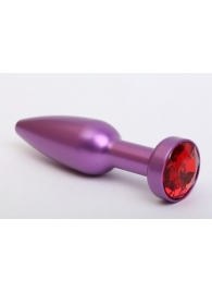 Фиолетовая анальная пробка с красным стразом - 11,2 см. - 4sexdreaM - купить с доставкой в Абакане