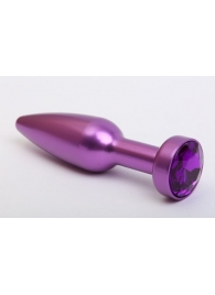 Фиолетовая анальная пробка с фиолетовым стразом - 11,2 см. - 4sexdreaM - купить с доставкой в Абакане