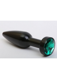 Чёрная удлинённая пробка с зелёным кристаллом - 11,2 см. - 4sexdreaM - купить с доставкой в Абакане