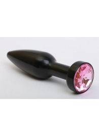 Чёрная удлинённая пробка с розовым кристаллом - 11,2 см. - 4sexdreaM - купить с доставкой в Абакане