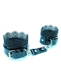 Изысканные чёрные наручники с кружевом - БДСМ Арсенал - купить с доставкой в Абакане