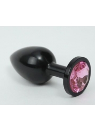Чёрная анальная пробка с розовым стразом - 8,2 см. - 4sexdreaM - купить с доставкой в Абакане
