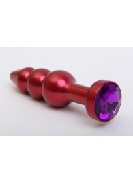Красная анальная ёлочка с фиолетовым кристаллом - 11,2 см. - 4sexdreaM - купить с доставкой в Абакане