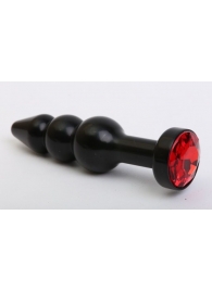 Чёрная анальная ёлочка с красным кристаллом - 11,2 см. - 4sexdreaM - купить с доставкой в Абакане
