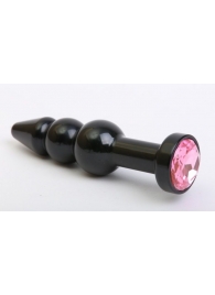 Чёрная анальная ёлочка с розовым кристаллом - 11,2 см. - 4sexdreaM - купить с доставкой в Абакане
