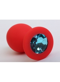 Красная силиконовая пробка с голубым стразом - 8,2 см. - 4sexdreaM - купить с доставкой в Абакане