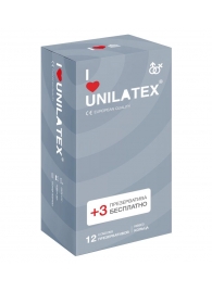 Презервативы с рёбрами Unilatex Ribbed - 12 шт. + 3 шт. в подарок - Unilatex - купить с доставкой в Абакане