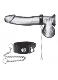 Утяжка на пенис с поводком Snap Cock Ring With 12  Leash - BlueLine - купить с доставкой в Абакане