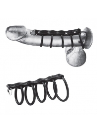 Хомут на пенис с 5 резиновыми кольцами 5 Ring Rubber Gates Of Hell With Lead - BlueLine - купить с доставкой в Абакане