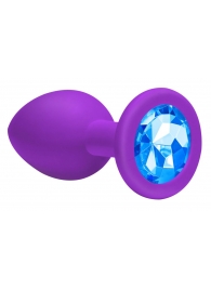 Большая фиолетовая анальная пробка Emotions Cutie Large с голубым кристаллом - 10 см. - Lola Games - купить с доставкой в Абакане