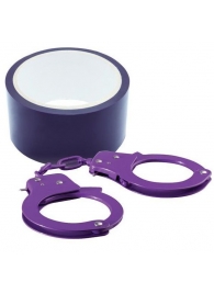 Набор для фиксации BONDX METAL CUFFS AND RIBBON: фиолетовые наручники из листового материала и липкая лента - Dream Toys - купить с доставкой в Абакане