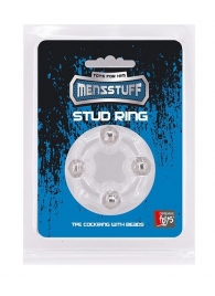 Эрекционное кольцо с 4 бусинами MENZSTUFF STUD RING CLEAR - Dream Toys - в Абакане купить с доставкой