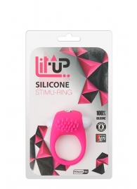 Розовое эрекционное кольцо с щеточкой LIT-UP SILICONE STIMU RING 5 - Dream Toys - в Абакане купить с доставкой