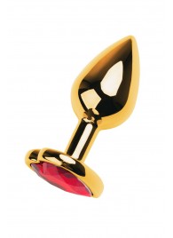 Золотистая анальная пробка с кристаллом-сердцем - 7,5 см. - ToyFa - купить с доставкой в Абакане