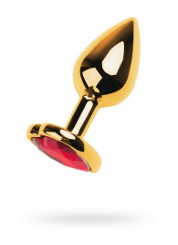 Золотистая анальная пробка с кристаллом-сердцем - 7,5 см. - ToyFa - купить с доставкой в Абакане