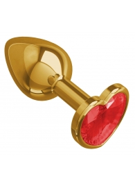 Золотистая анальная втулка с красным кристаллом-сердцем - 7 см. - Джага-Джага - купить с доставкой #SOTBIT_REGIONS_UF_V_REGION_NAME#
