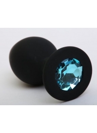 Чёрная анальная втулка с голубым кристаллом - 7,3 см. - Джага-Джага - купить с доставкой в Абакане