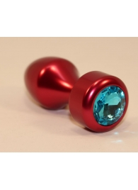 Красная анальная пробка с голубым кристаллом - 7,8 см. - 4sexdreaM - купить с доставкой в Абакане