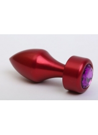 Красная анальная пробка с фиолетовым кристаллом - 7,8 см. - 4sexdreaM - купить с доставкой в Абакане