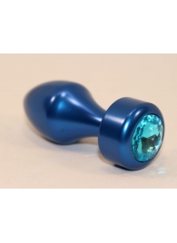 Синяя анальная пробка с голубым кристаллом - 7,8 см. - 4sexdreaM - купить с доставкой в Абакане