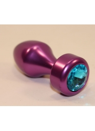 Фиолетовая анальная пробка с голубым кристаллом - 7,8 см. - 4sexdreaM - купить с доставкой в Абакане
