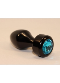 Чёрная анальная пробка с голубым кристаллом - 7,8 см. - 4sexdreaM - купить с доставкой в Абакане