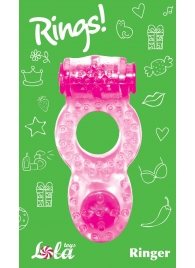 Розовое эрекционное кольцо с вибрацией Rings Ringer - Lola Games - в Абакане купить с доставкой