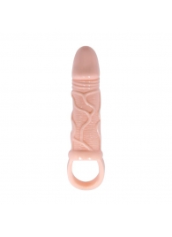 Телесная вибрирующая насадка на пенис с подхватом для мошонки - 17 см. - Baile - #SOTBIT_REGIONS_UF_V_REGION_NAME# купить с доставкой