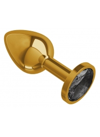 Золотистая анальная втулка с чёрным кристаллом - 7 см. - Джага-Джага - купить с доставкой в Абакане