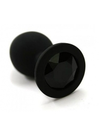 Чёрная анальная втулка с чёрным кристаллом - 7,3 см. - Джага-Джага - купить с доставкой в Абакане