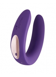 Фиолетовый вибратор для пар Partner Plus Remote с пультом ДУ - Satisfyer