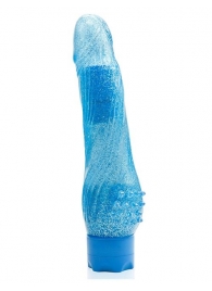 Голубой водонепроницаемый вибратор JELLY JOY ROUGH RIDGES MULTISPEED VIBE - 18 см. - Dream Toys
