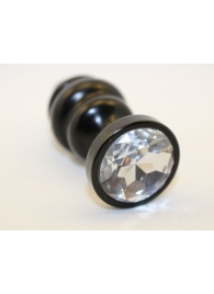 Черная фигурная анальная пробка с прозрачным кристаллом - 8,2 см. - 4sexdreaM - купить с доставкой в Абакане