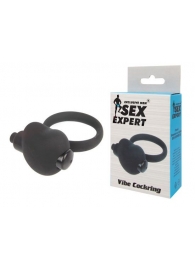 Чёрное эрекционное кольцо с вибрацией Sex Expert - Sex Expert - в Абакане купить с доставкой