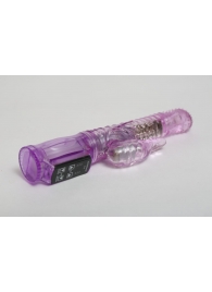 Фиолетовый силиконовый вибратор с подвижной головкой в пупырышках - 21 см. - 4sexdreaM