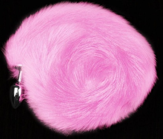 Серебристая анальная пробка с розовым хвостом - Пикантные штучки - купить с доставкой в Абакане