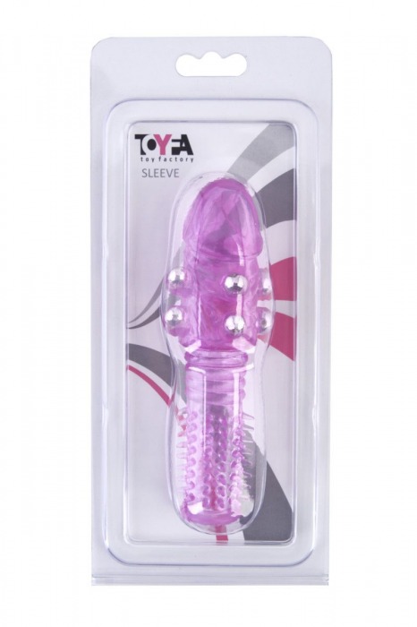 Стимулирующая фиолетовая насадка с шипами и шишечками - 13,5 см. - Toyfa Basic - в Абакане купить с доставкой
