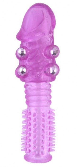 Стимулирующая фиолетовая насадка с шипами и шишечками - 13,5 см. - Toyfa Basic - в Абакане купить с доставкой