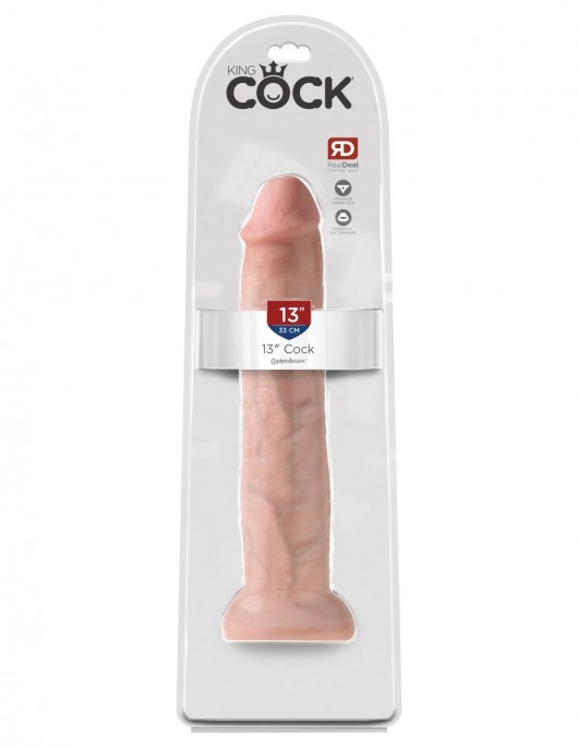 Телесный фаллоимитатор-гигант на присоске 13  Cock - 33 см. - Pipedream