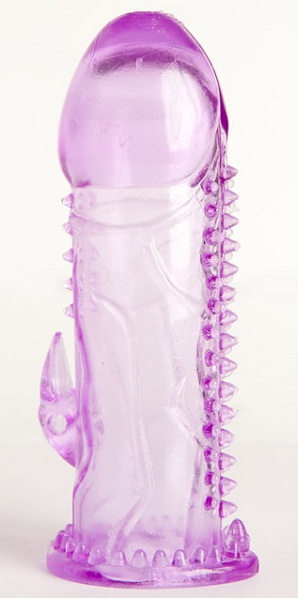 Фиолетовая гелевая насадка с шипами - 13 см. - Toyfa Basic - в Абакане купить с доставкой