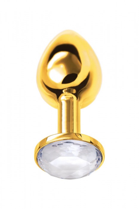 Золотистая маленькая анальная втулка с прозрачным кристаллом - 6 см. - ToyFa - купить с доставкой в Абакане