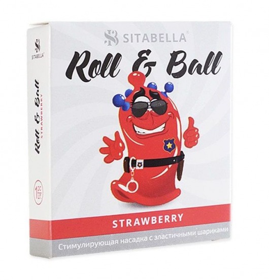 Стимулирующий презерватив-насадка Roll   Ball Strawberry - Sitabella - купить с доставкой в Абакане