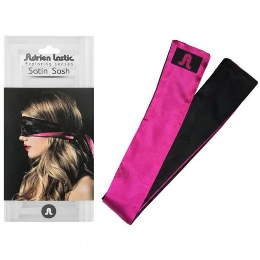 Черно-розовая атласная повязка на глаза Satin Sash - Adrien Lastic - купить с доставкой в Абакане