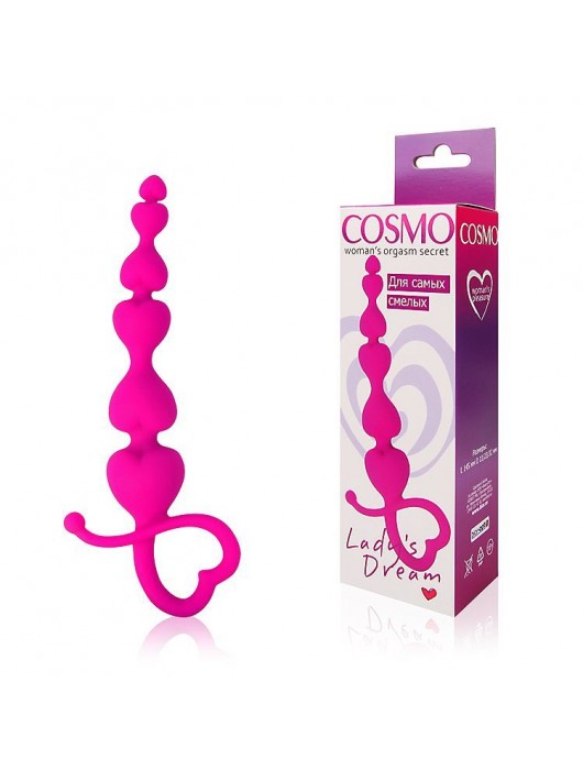 Розовая анальная цепочка Cosmo с петелькой - 14,5 см. - Cosmo